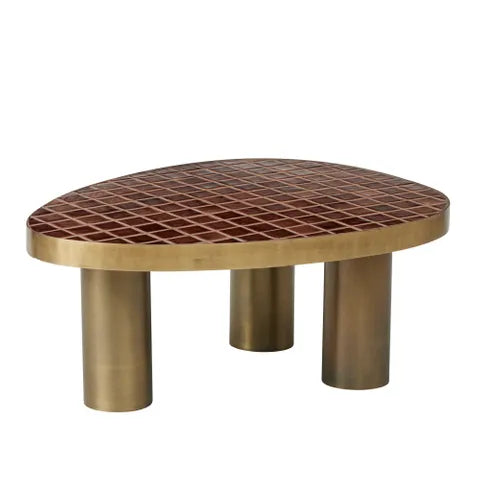 Pietro Tile Metal Coffee Table with ceramic tile top and black metal frame, 80x62x34cm – modern rectangular coffee table from WALL TO WALL Prints home décor collection