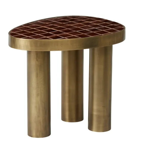 ietro Tile Metal Side Table with ceramic tile top and black metal frame, 50x40x45cm – stylish indoor and outdoor accent table from WALL TO WALL Prints home décor collection