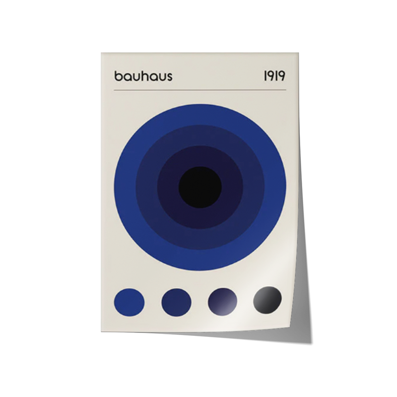 Poster Hub - Bauhaus Blue Art Framed