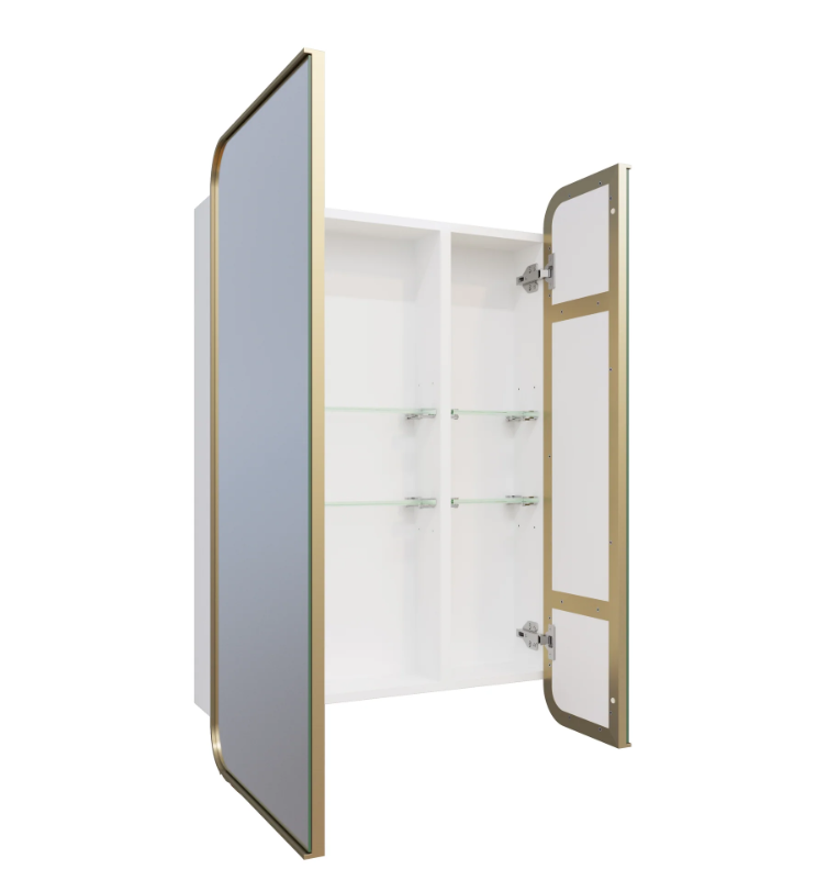 Rectangle Mirror Cabinet - 900 X 600 MM - Satin Brass