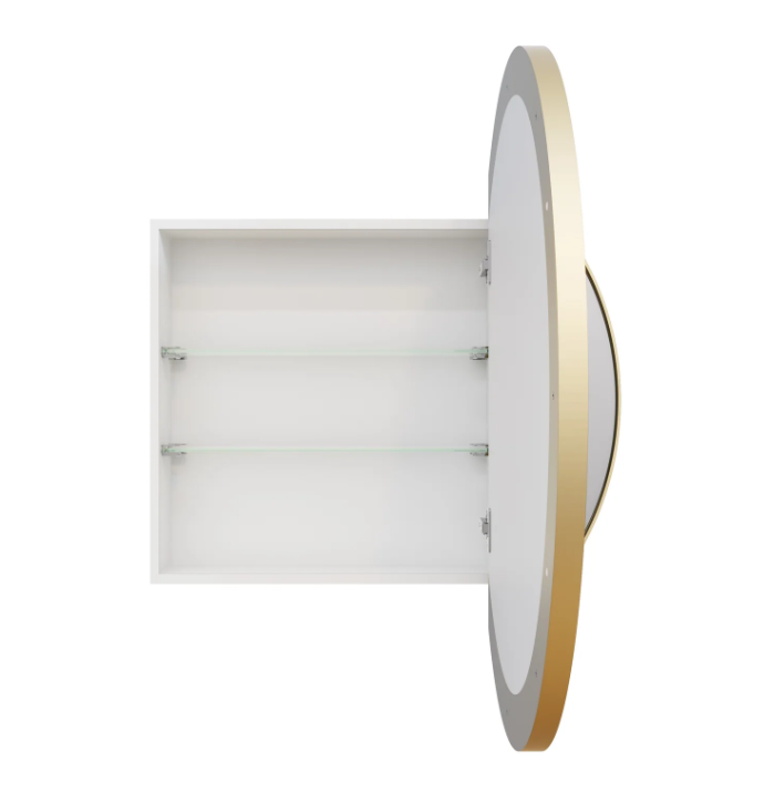 Round Mirror Cabinet - 800 MM - Satin Brass