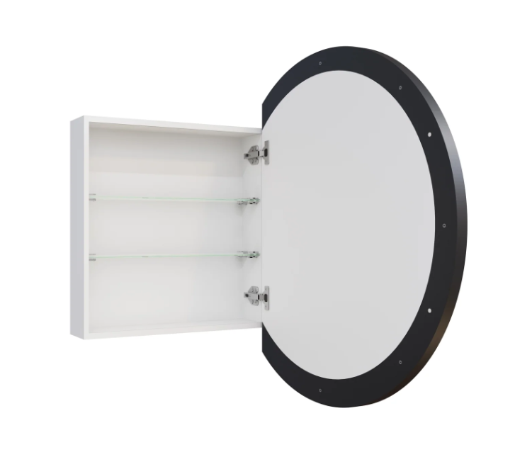 Round Mirror Cabinet - 800 MM - Black