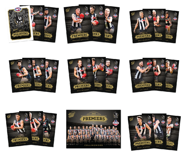 COLLINGWOOD 2023 PREMIERS HERALD SUN OFFICIAL SELECT CARDS FRAMED