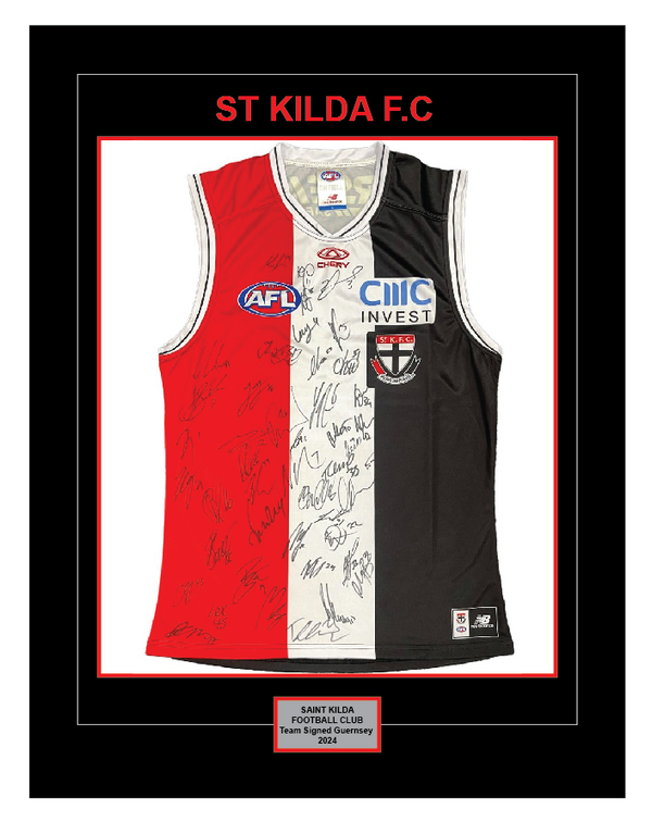 ST KILDA FOOTBALL CLUB 2024 SQUAD SIGNED OFFICIAL GUERNSEY
