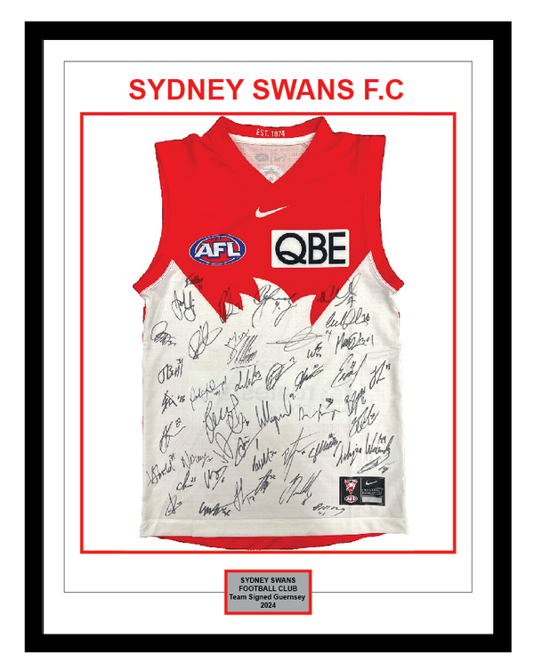 SYDNEY SWANS 2024 SQUAD SIGNED OFFICIAL GUERNSEY