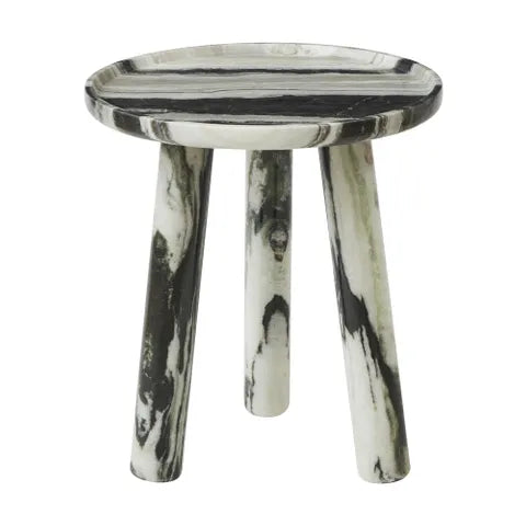 Taylor Marble Side Table with black marble top and black metal frame, 41x45cm – modern round side table from WALL TO WALL Prints home décor collection