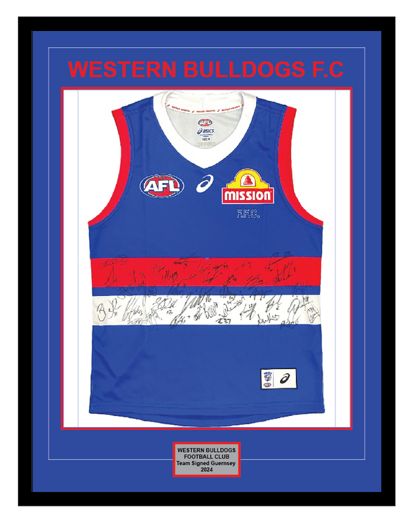 WESTERN BULLDOGS 2024 SQUAD SIGNED OFFICIAL GUERNSEY