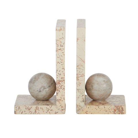 “Sita Set of 2 Marble Bookends in natural finish, 10x10x18cm each – solid marble decorative book holders from WALL TO WALL Prints.”