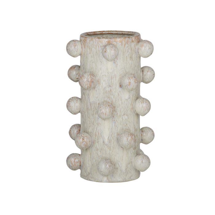 “Pip Ceramic Vase in ivory ceramic, 14cm diameter x 22.5cm tall with matte finish – minimalist flower vase from WALL TO WALL Prints.”