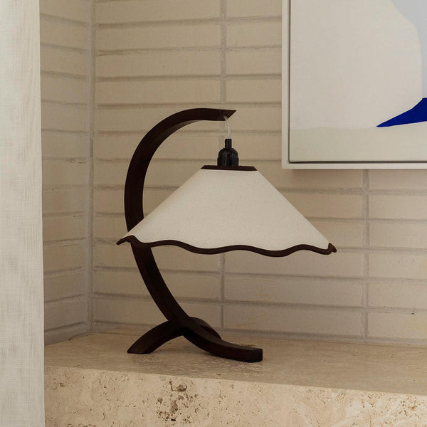 Kira Table Lamp - Walnut / Cream