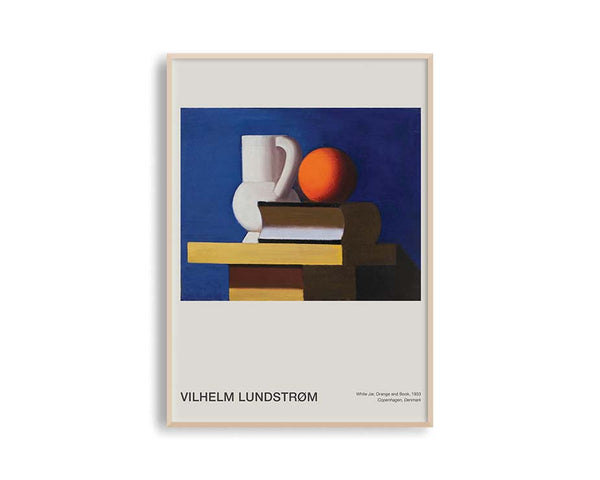Poster Hub - White Jar Orange and Book by Vilhelm Lundstorm Poster