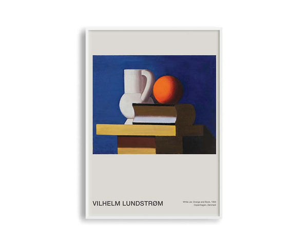 Poster Hub - White Jar Orange and Book by Vilhelm Lundstorm Poster