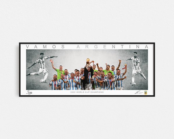 Argentina Panoramic Framed World Cup 2022 Messi, Fernandez
