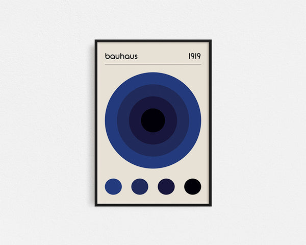 Poster Hub - Bauhaus Blue Art Framed