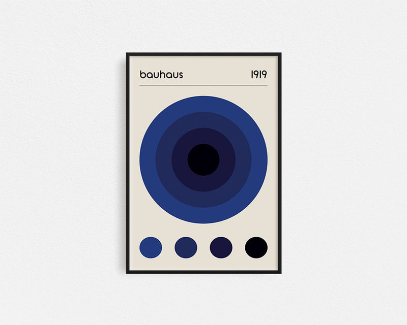 Poster Hub - Bauhaus Blue Art Framed
