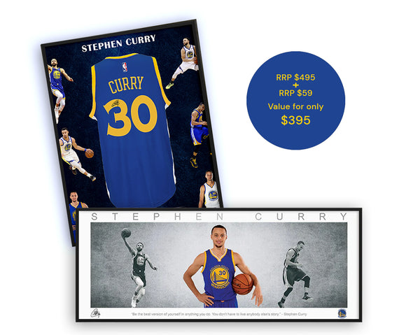 Steph Curry Signed Jersey and Poster Print Bundle