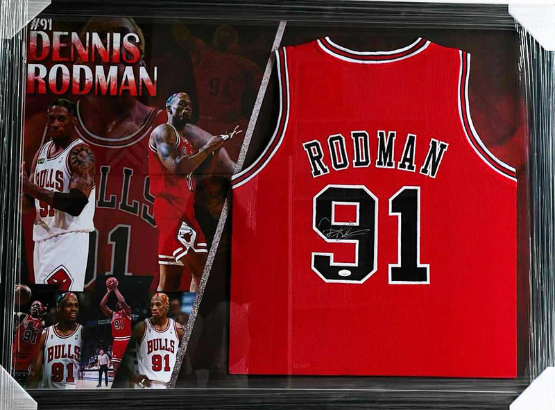Dennis Rodman Hand Signed Jersey - Framed