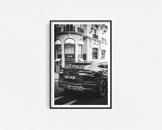 Dior Lamborghini Black & White Framed Wall Art