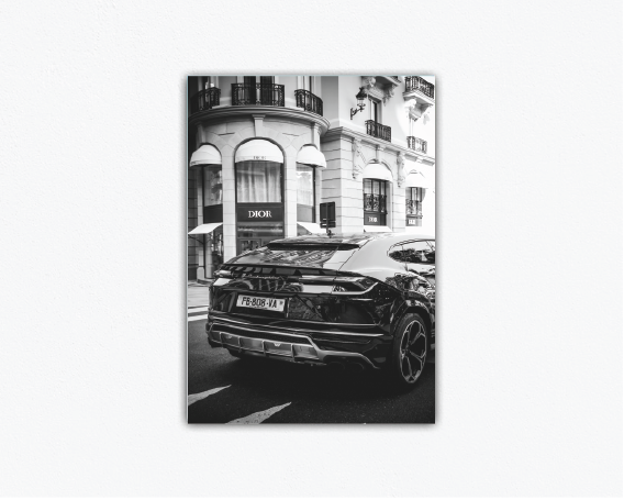 Dior Lamborghini Black & White Canvas Print