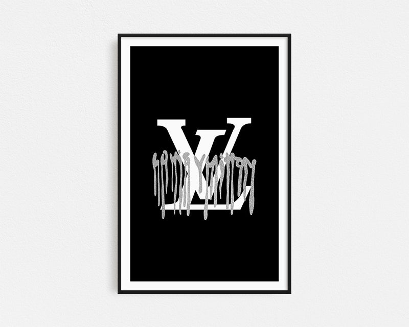 Louis Vuitton Drip Silver LV Framed Wall Art