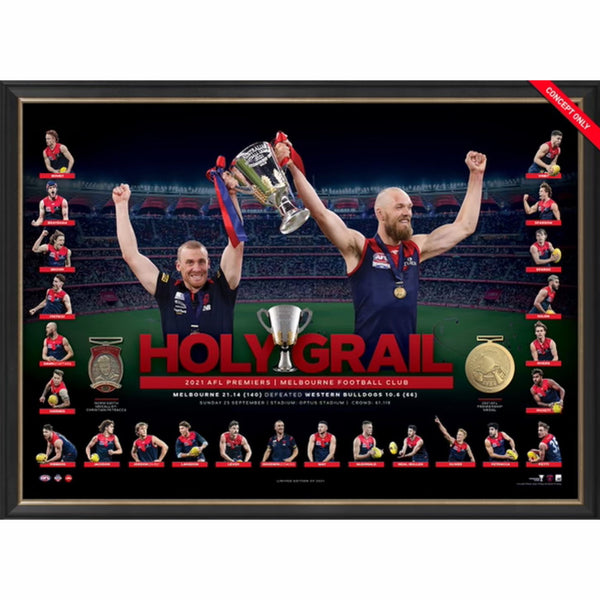 Official Melbourne Holy Grail Print Framed 2021 AFL Premiers