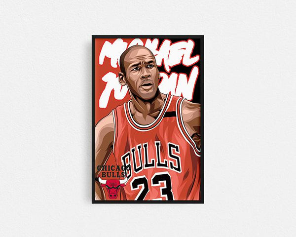 Chicago Bulls Lithograph print of Michael Jordan black Jersey 2021