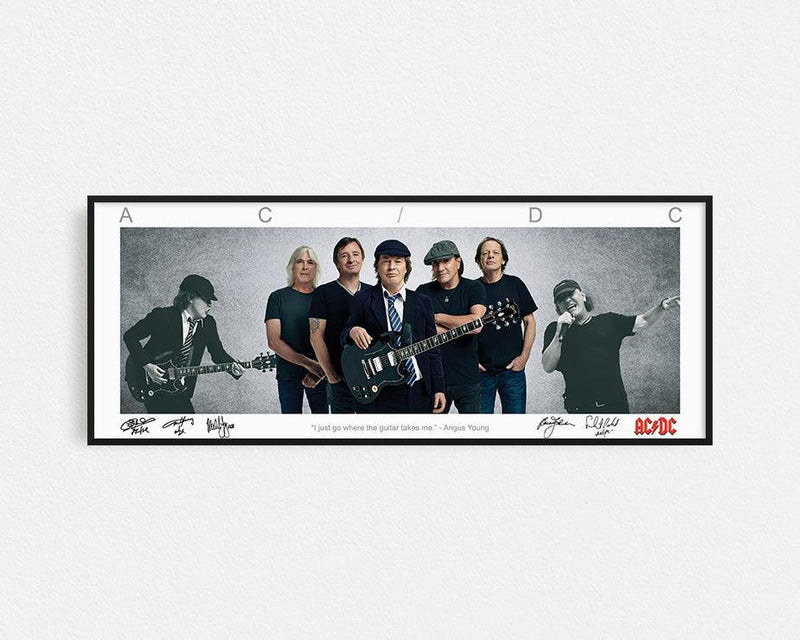 ACDC PANORAMIC COLLAGE PRINT SIGNED FRAMED WINGS