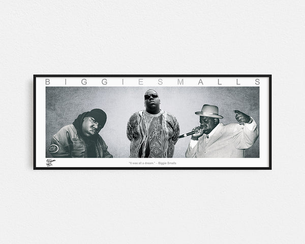 BIGGIE SMALLS PANORAMIC COLLAGE PRINT SIGNED FRAMED WINGS