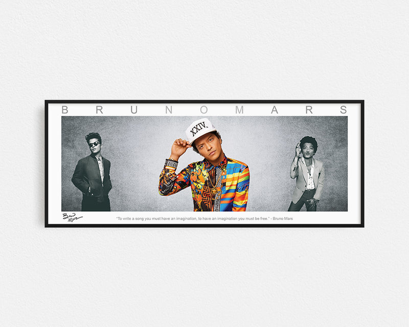 BRUNO MARS PANORAMIC COLLAGE PRINT SIGNED FRAMED WINGS