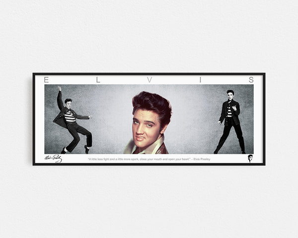 ELVIS PANORAMIC COLLAGE PRINT SIGNED FRAMED WINGS