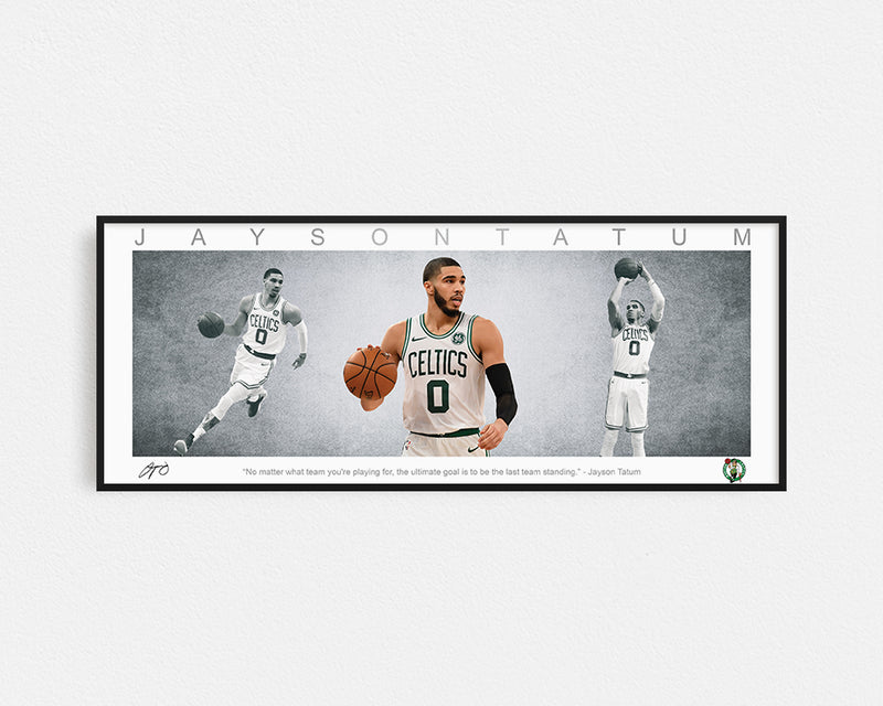 JAYSON TATUM PANORAMIC COLLAGE PRINT SIGNED FRAMED WINGS