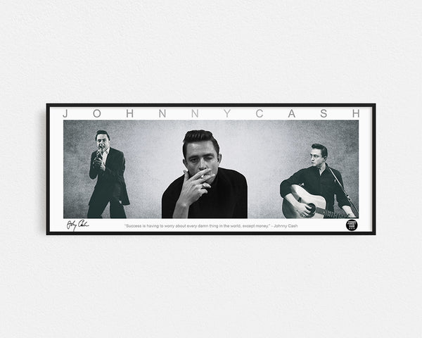 JOHNNY CASH PANORAMIC COLLAGE PRINT SIGNED FRAMED WINGS