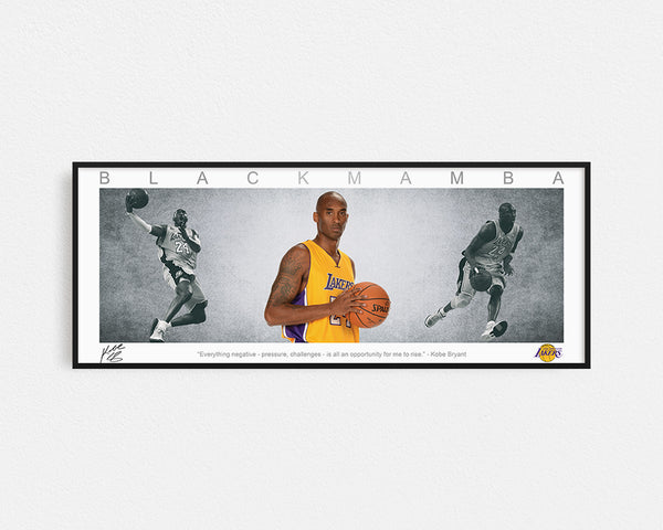 KOBE BRYANT PANORAMIC COLLAGE PRINT SIGNED FRAMED WINGS