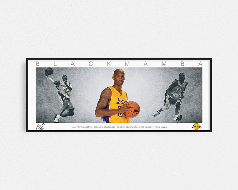 KOBE BRYANT PANORAMIC COLLAGE PRINT SIGNED FRAMED WINGS
