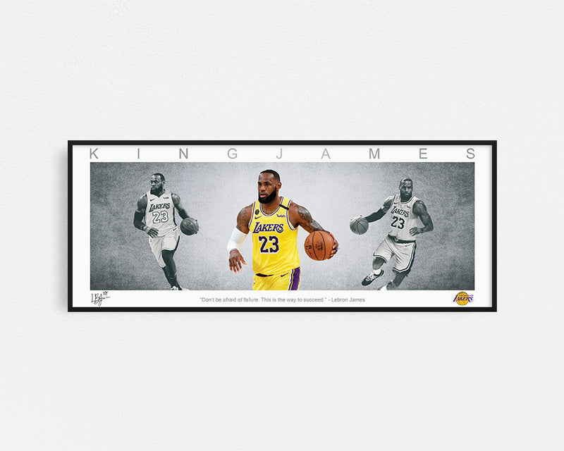 LEBRON JAMES PANORAMIC COLLAGE PRINT SIGNED FRAMED WINGS