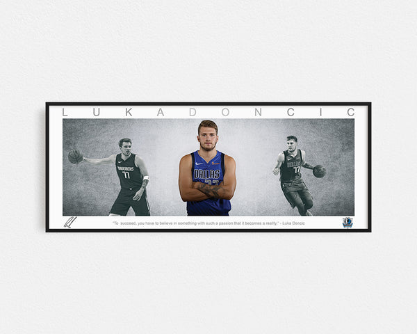 LUKA DONCIC PANORAMIC COLLAGE PRINT SIGNED FRAMED WINGS