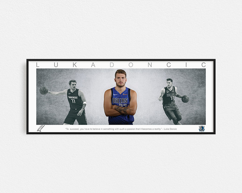 LUKA DONCIC PANORAMIC COLLAGE PRINT SIGNED FRAMED WINGS