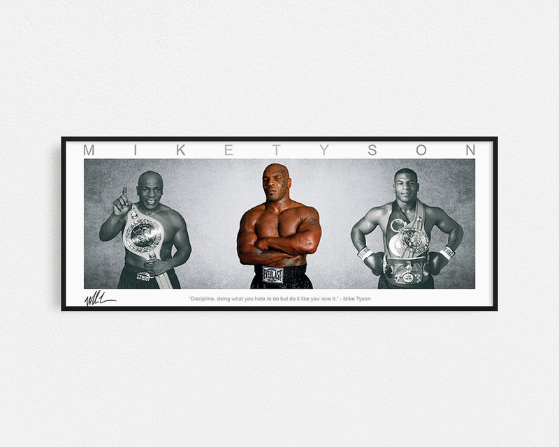 MIKE TYSON PANORAMIC COLLAGE PRINT SIGNED FRAMED WINGS