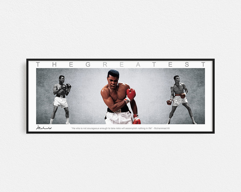 MUHAMMAD ALI PANORAMIC COLLAGE PRINT SIGNED FRAMED WINGS
