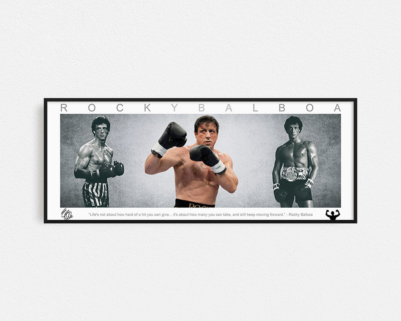 ROCKY BALBOA PANORAMIC COLLAGE PRINT SIGNED FRAMED WINGS