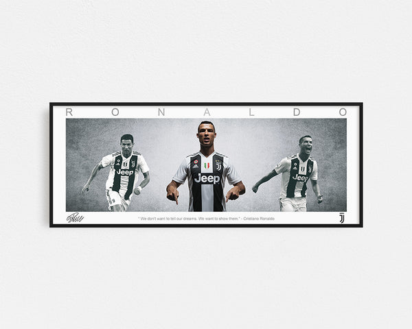 RONALDO PANORAMIC COLLAGE PRINT SIGNED FRAMED WINGS