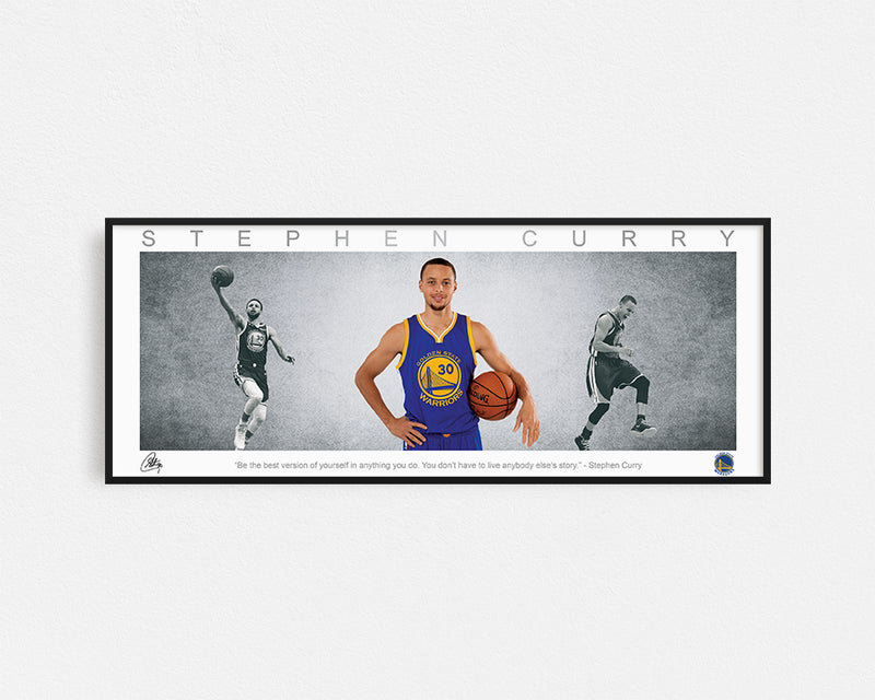 STEPH CURRY PANORAMIC COLLAGE PRINT SIGNED FRAMED WINGS
