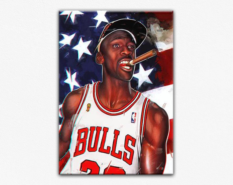 Michael Jordan Cigar Art Canvas Print