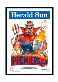 MARK KNIGHT HERALD SUN MELBOURNE DEMONS 2021 FRAMED POSTER
