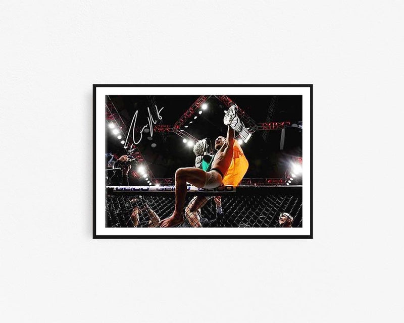 Conor McGregor Double Belt on Cage Framed Wall Art